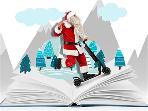 shutterstock_2487672127_Collage with Santa riding electric bike_Kolāža ar Santa Klausu uz elektriskā skrejriteņa.jpg