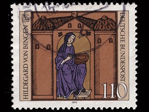 Koray Olsen Shutterstock_Postage stamp with Hildegard von Bingen_Pastmarka ar Hildegardi no Bingenas.jpg