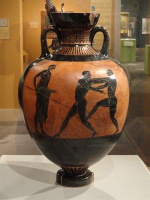 WIKI_20260119_Panathenaic_Amphora_by_the_Berlin_Painter,_inscribed_TON_ATHENETHEN_ATHLON,_c._480-470_BC,_earthenware_with_slip_decoration,_view_1_-_Hood_Museum_of_Art_-_DSC09142_01.J.jpg